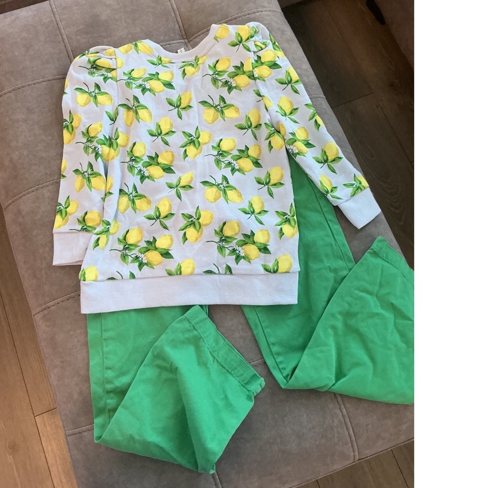 Janie & Jack Crewcuts Girls Clothing Lot Lemon Sweatshirt Chino Pants Preppy 10 - Picture 4 of 9